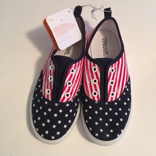 Gymboree Red White Blue Stars Stripes Sneakers Youth Size 2 NWT