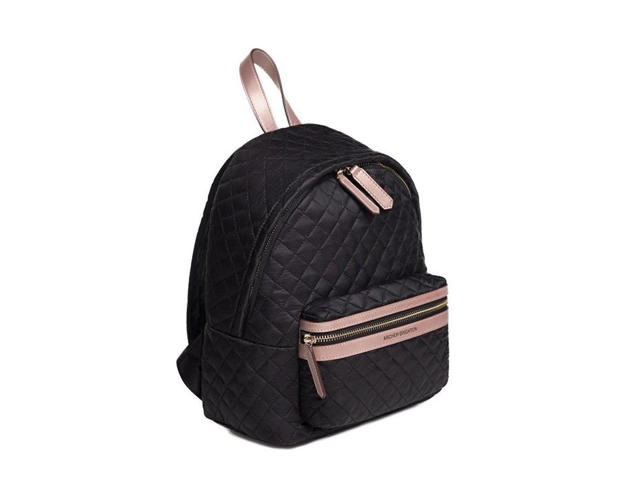 Archer Brighton Lightweight Quilted Nylon Laptop Mini-Backpack Black
