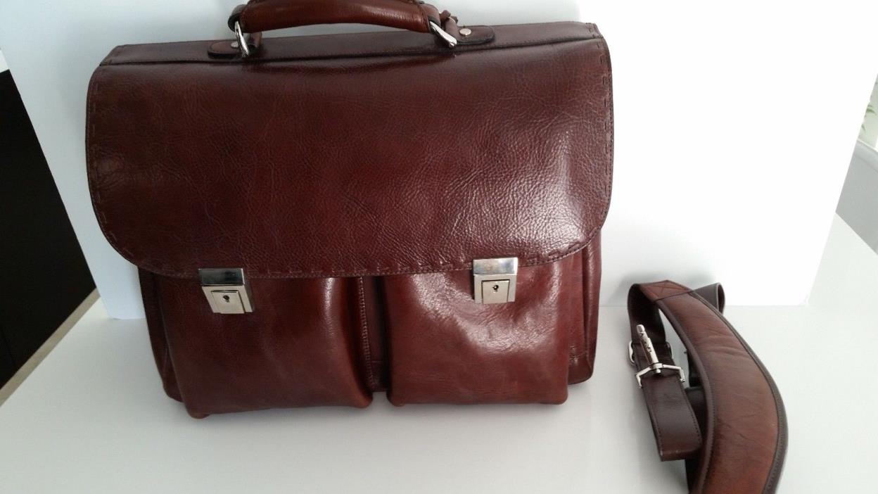 Partners Brief Brown/Cognac Old Leather Collection by Bosca