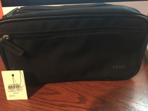 Fossil Men's Impeccably Organized Leather Double Zip Travel Toiletry Shave Kit