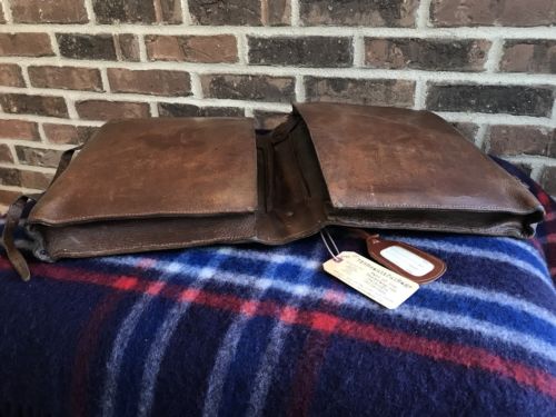 VINTAGE FRANCE 1940’s HANDMADE BROWN SADDLE BAG LEATHER BRIEFCASE BAG R$1245