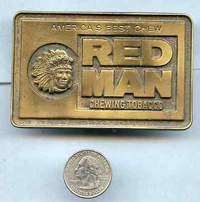 Vintage Red Man Chewing Tobacco Belt Buckle Brass