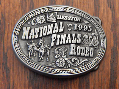 Hesston Belt Buckle National Finals Rodeo AGCO 1995 Small Commemorative Buckle