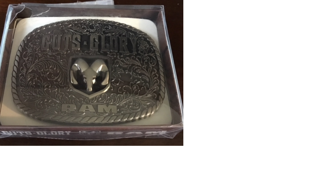 DODGE RAM BELT BUCKLE - GUTS GLORY - NEW IN BOX BY SPEC CAST COLLECTIBLES