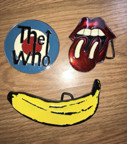3 Rock Band The Who Rolling Stones Velvet Underground Metal Enamel Belt Buckles