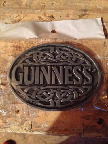GUINNESS Irish Stout Beer Metal Antique Silver Finish Belt Buckle Collectible
