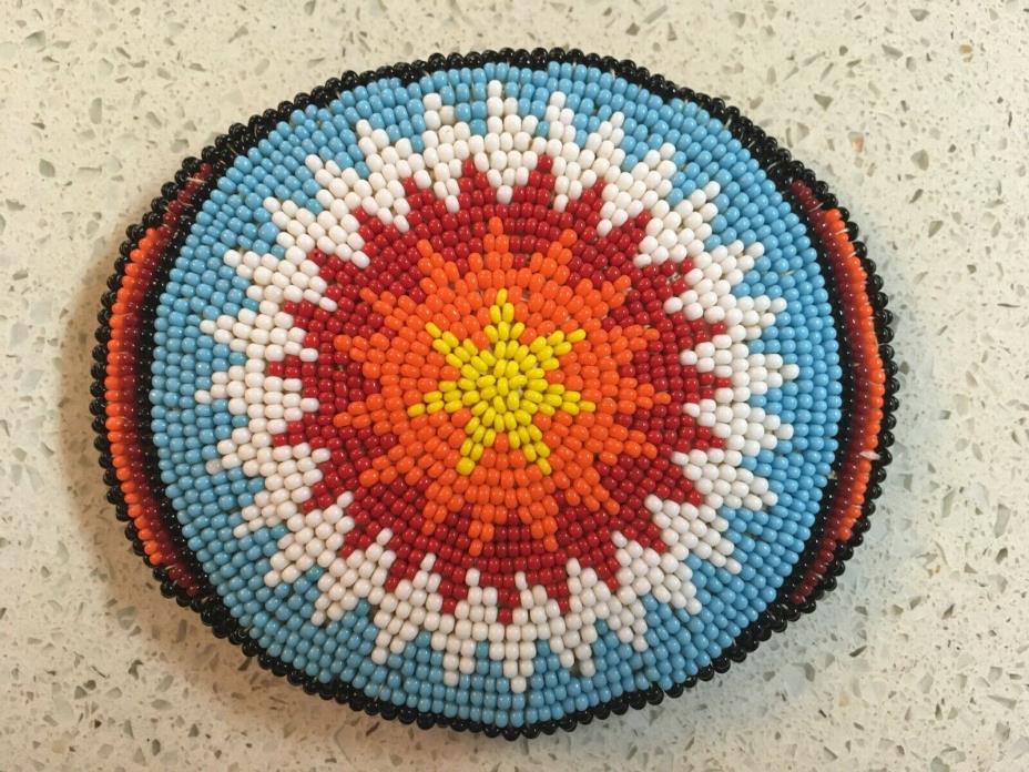 Native American Beaded Belt Buckle - Excellent Condition
