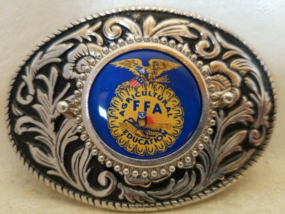 FFA Future Farmers Silver Tone Belt Buckle with Durable Acrylic Finish LARGE