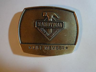 1996 Solid Brass Handyman Club Of America Life Member Belt Buckle