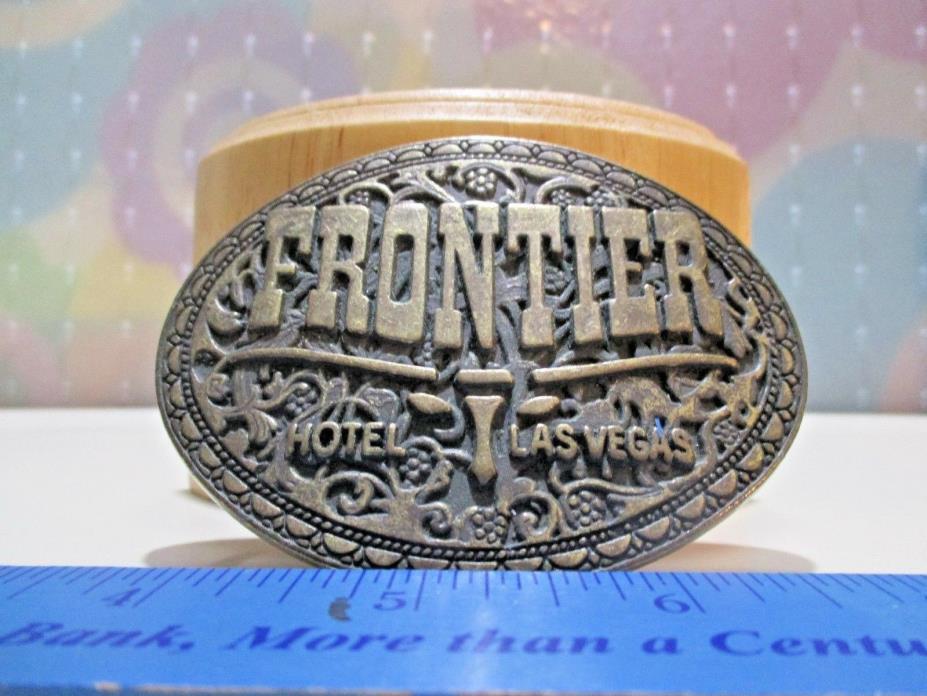 FRONTIER HOTEL CASINO LAS VEGAS VINTAGE BRASS TONED BELT BUCKLE