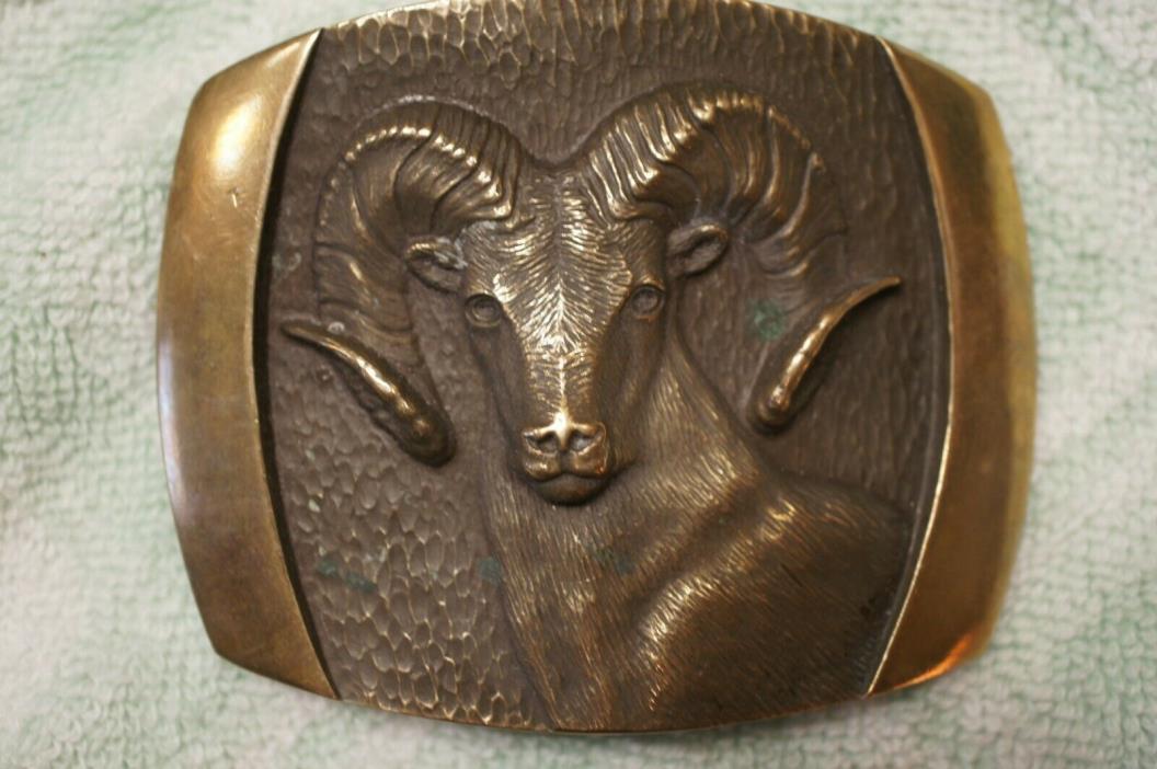 Vintage 1978 Solid Bronze Steven Knight  Ram Belt Buckle Made USA- Shallizar