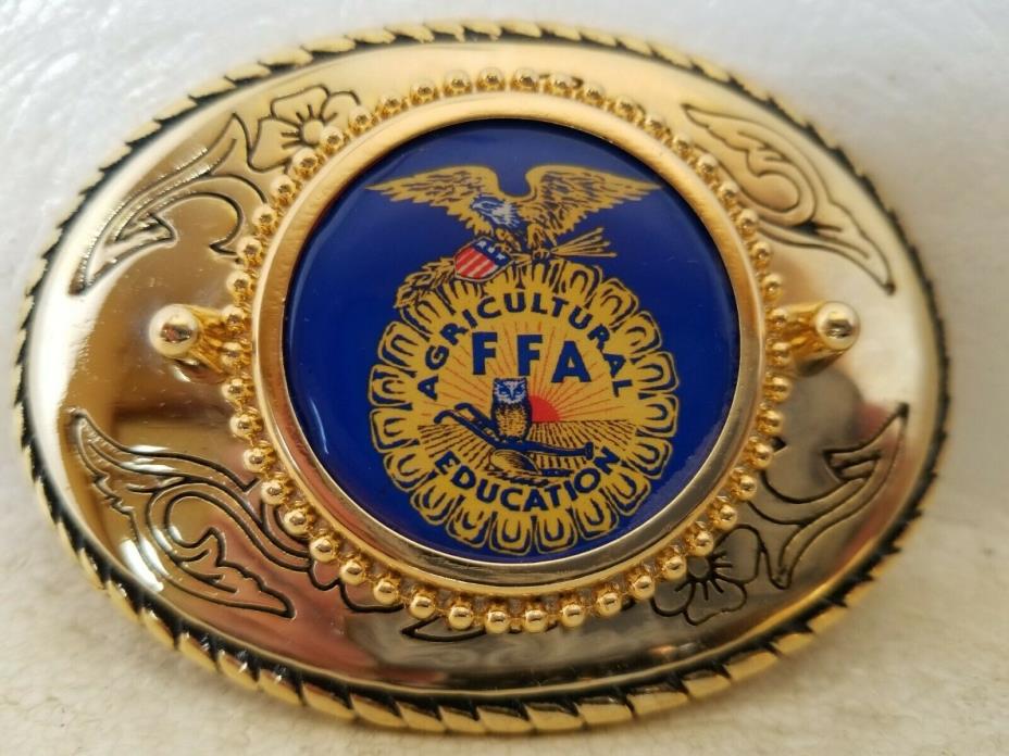 FFA Future Farmers of America Gold Belt Buckle with Durable Acrylic Finish