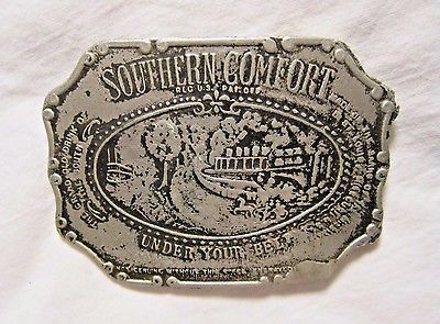 Vintage Worn Southern Comfort Under Your Belt Logo Belt Buckle Great Character