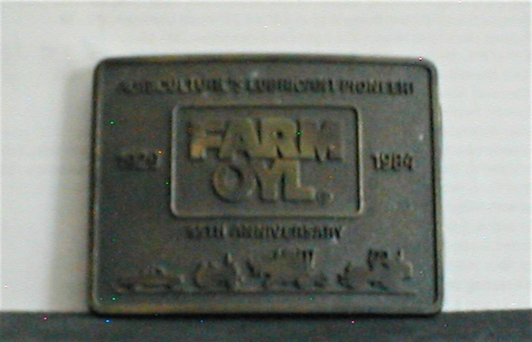 Farm OYL 55th Anniversary 1929-1984, Agriculture's Lub. Pioneer, Used VGC Brass