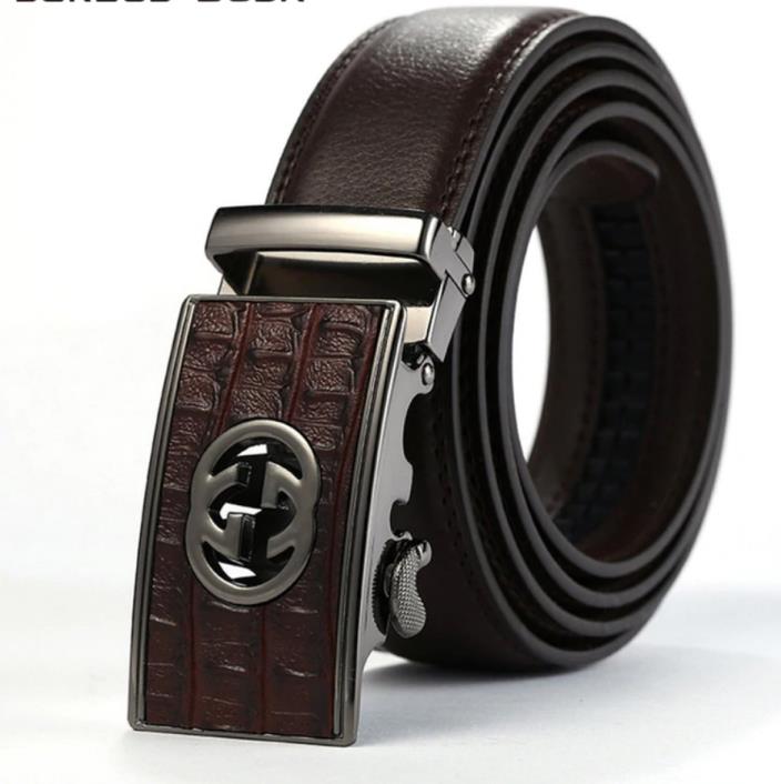 Men's Designer Automatic Buckle Leather Belt Luxury Waist Strap
