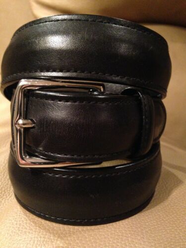 Polo Ralph Lauren Italian Leather Belt Mens Black 32 Excellent Cond Brass Buckle
