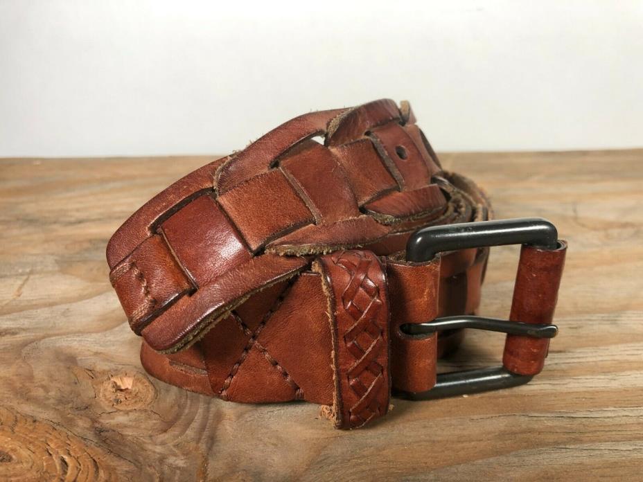 Denim & Supply Ralph Lauren Men's Brown Woven Leather Belt Size 36