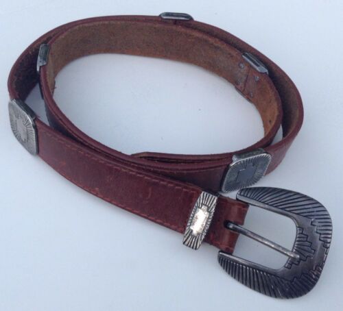 Brown Leather & Metal Belt Unbranded NoTags  38