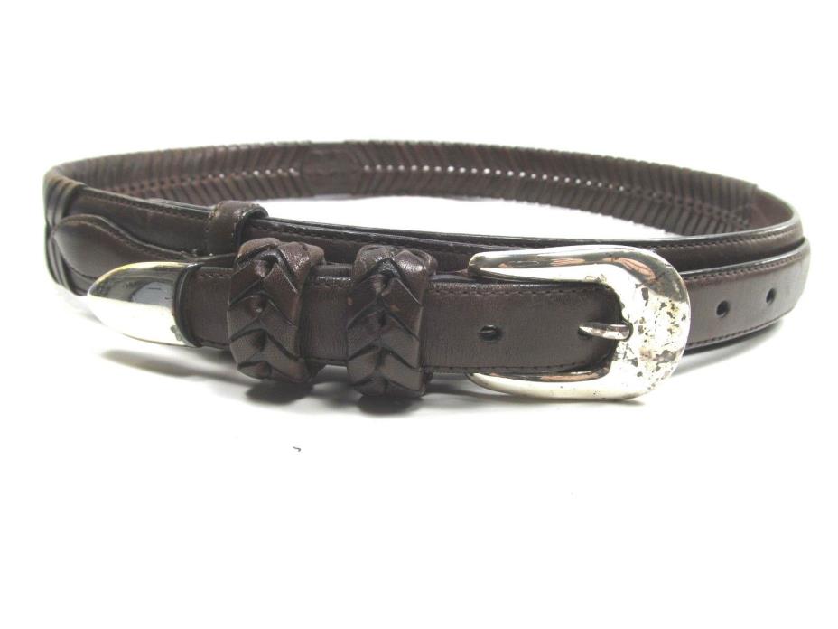 Tommy Bahama Dark Brown Woven Braided Leather Belt Men’s Size 34