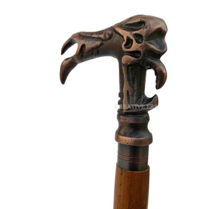 Vintage Designer dragon Handle Walking Cane Stick Antique Victorian Wooden Gift
