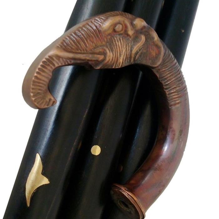 Collectible  Brass Antique Elephant Head Handle Wooden Designer Walking Stick