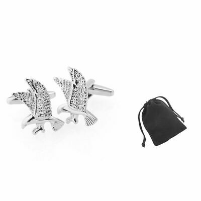 Mens Silver Eagle High Quality Cufflinks Square Cuff Links with Black Velvet Bag