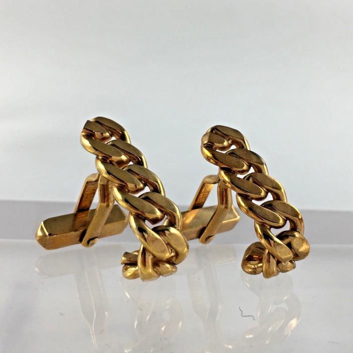 Swank Chain Link Gold Toned Cuff Links Cufflinks Chunky Shirt Vintage Mens Gift