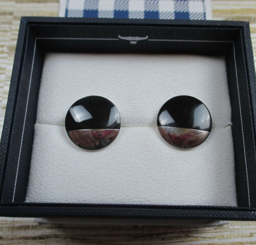 HH-3 Ox & Bull Trading Company Onyx & Stainless steel Cufflinks new