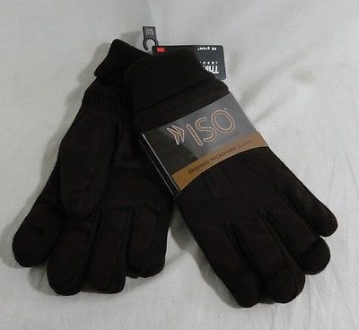 ISO by Isotoner Men's Winter Weather Brushed Microfiber Gloves Brown