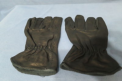 Men's Black Calf Skin Leather Gloves w Cinched Wrists Size Medium NEW