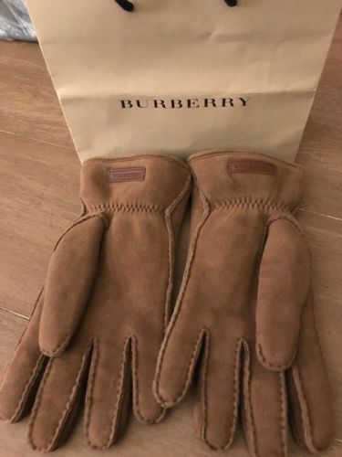 BURBERRY Sz 9 BROWN SHEARLING LEATHER 