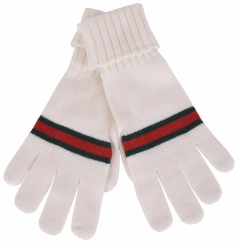 New Gucci Men's $175 294732 White Green Red Stripe Wool Gloves Mittens XL