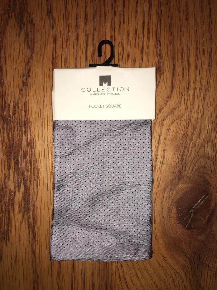 NWT One Size COLLECTION BY MICHAEL STRAHAN Silk Grey polka dot POCKET SQUARE