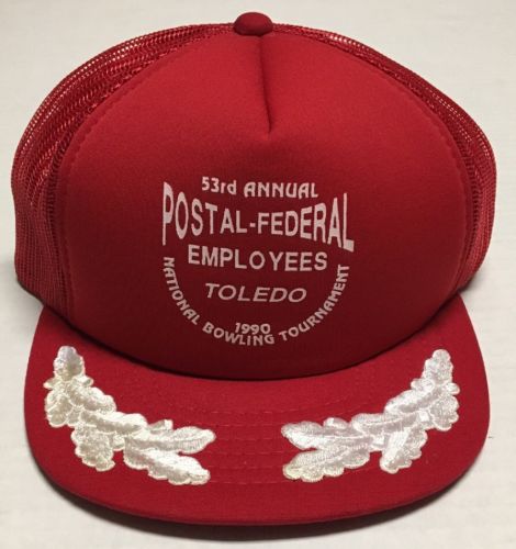 Vtg Postal Federal Employees National Bowling Tournament Hat 90s Toledo Ohio Cap