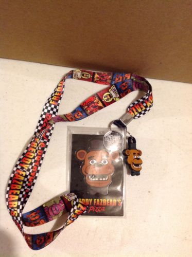 FIVE NIGHTS AT FREDDY'S CHARACTERS LANYARD ID HOLDER KEYCHAIN FREDDY STICKER NWT