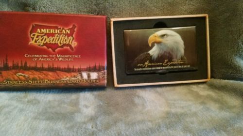 American Expedition Wildlife/Business Card Holder Stainless Steel/Eagle Design