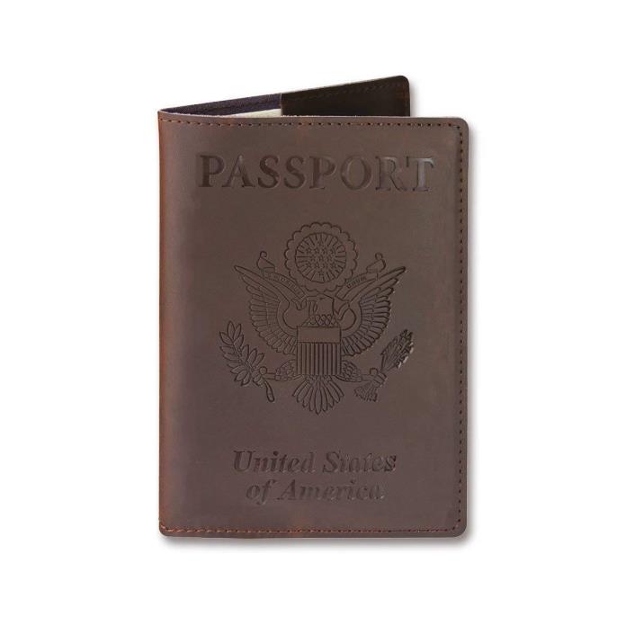 Genuine Leather Passport Cover Holder For Men & Women Java