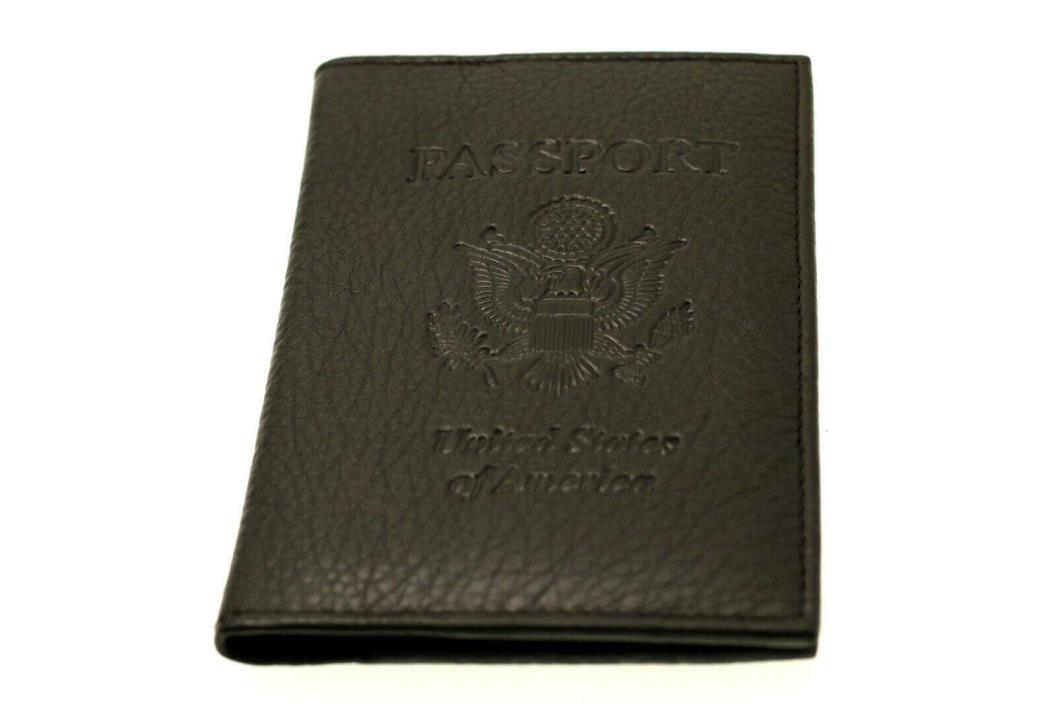 Genuine Leather Passport Cover Men Women Embossed Front Cover 3 Card Slots USA