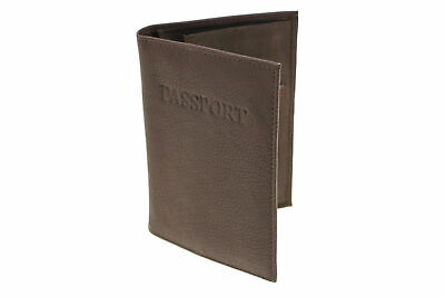 Genuine Leather Passport Cover Case Mens Womens Embossed Front 3 Card Slots New