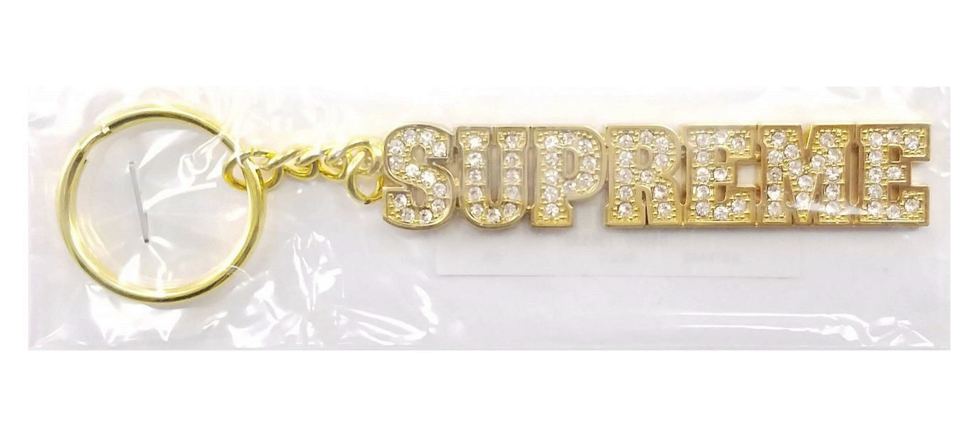 New Supreme Block Logo Keychain Color Gold SS18