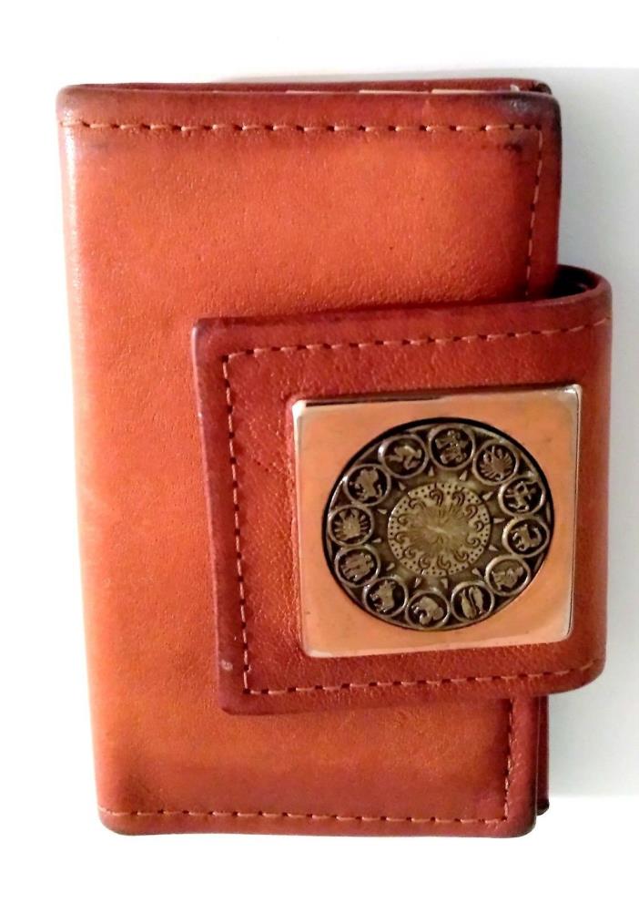 Rolfs Cowhide Brown Leather Key Caddy Wallet Holder Zodiac Horoscope Symbols