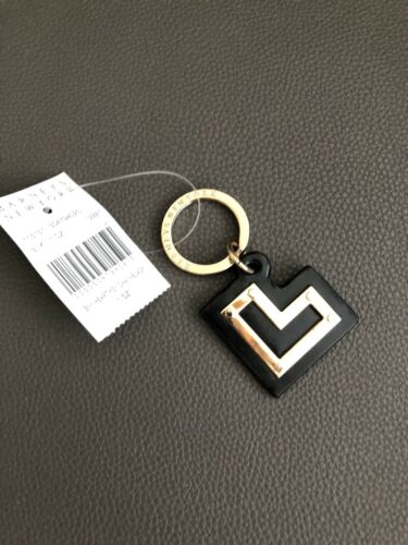 Barneys New York Black Heart Keychain, New, Leather, Key Ring
