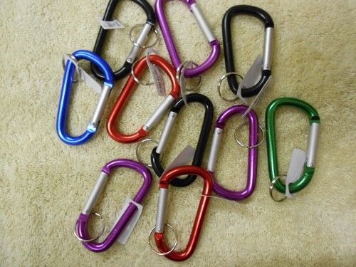 10 Carabiner with Split  Keyring  80 mm Assorted  Colors