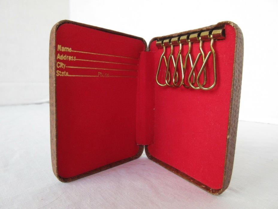 Vintage Men's Metal Key Holder Keeper Hinged Case Box 6 Keys Excellent Condition