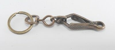Vintage Clamp Key Chain Key Ring Made In Germany Signed Bronze Metal FOB NOS