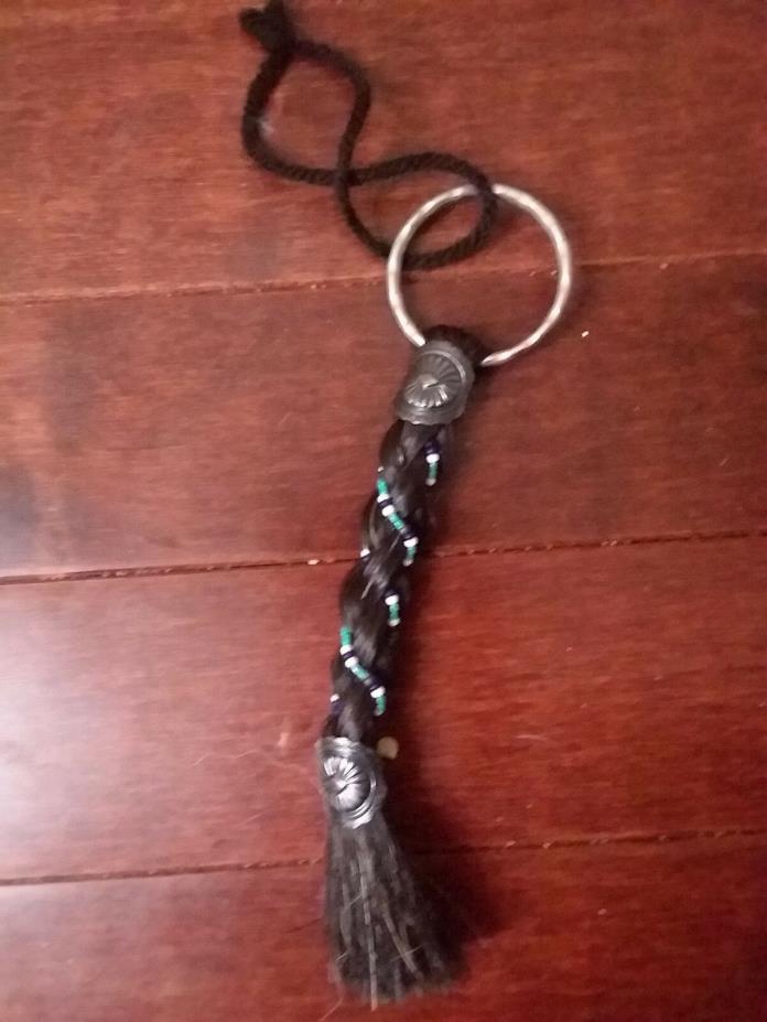 Genuine Braided Horsehair Keychain w/ Beads & Concho
