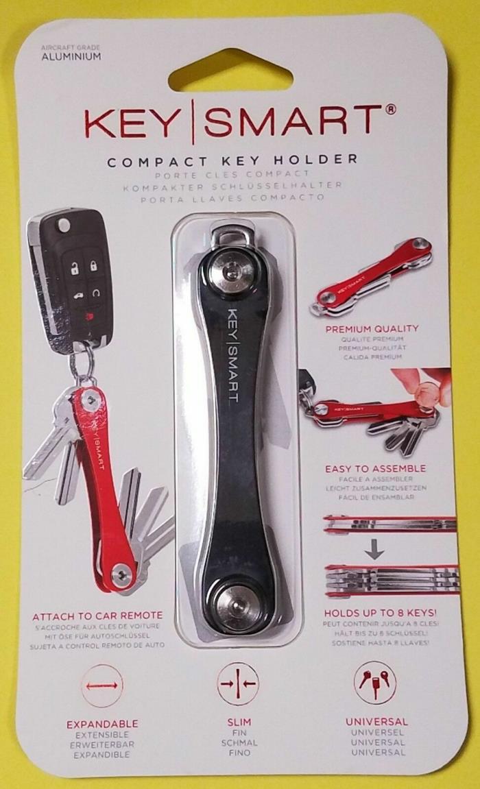 KeySmart Black Compact Key Holder and Keychain Organizer (2-8 Keys) + Expansion