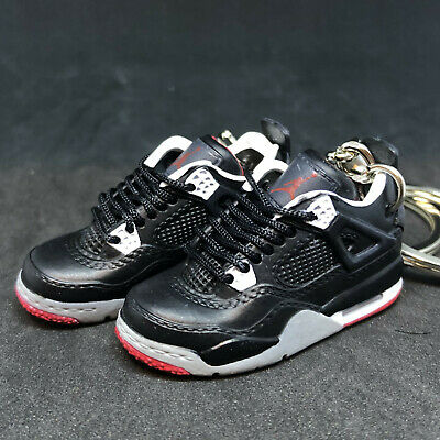Pair Air Jordan IV 4 Retro Bred Black Red OG Sneakers 3D Keychain Shoes Figure