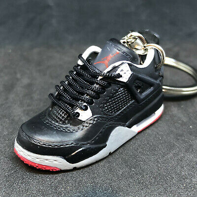 Air Jordan IV 4 Retro Bred Black Red OG Sneakers Shoes 3D Keychain Figure 1:6
