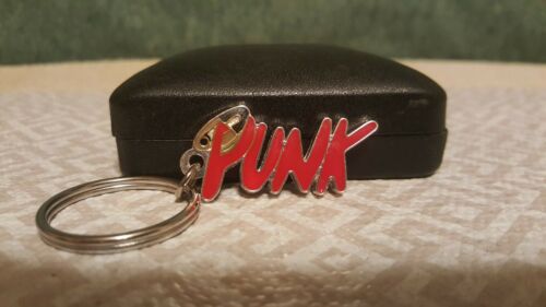 Rare Vintage PUNK Black and Red Keychain.1 3/4 long 1 Inch Tall.Excellent Cond.